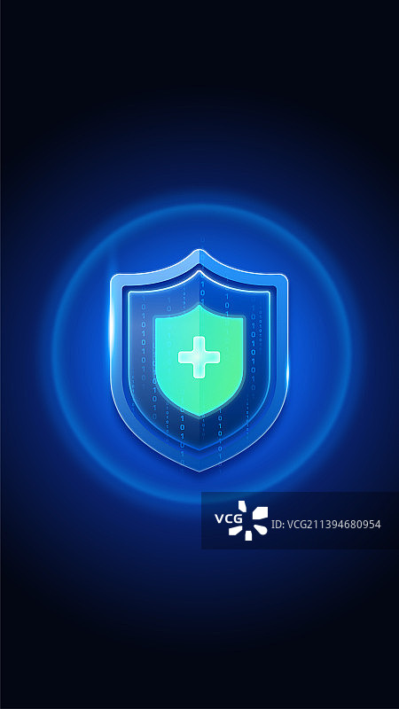 蓝色科技感安全防护抽象大数据插画图片素材