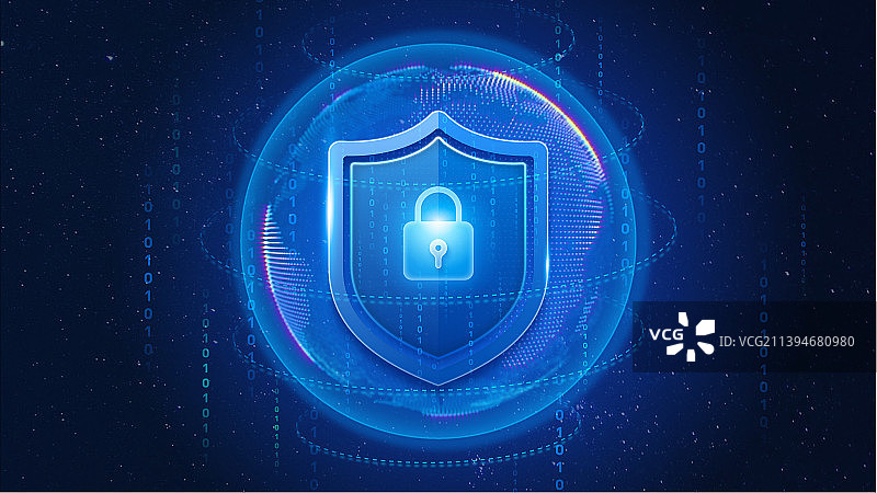 蓝色科技感安全防护抽象大数据插画图片素材