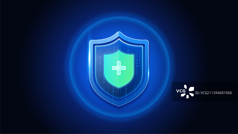 蓝色科技感安全防护抽象大数据插画图片素材