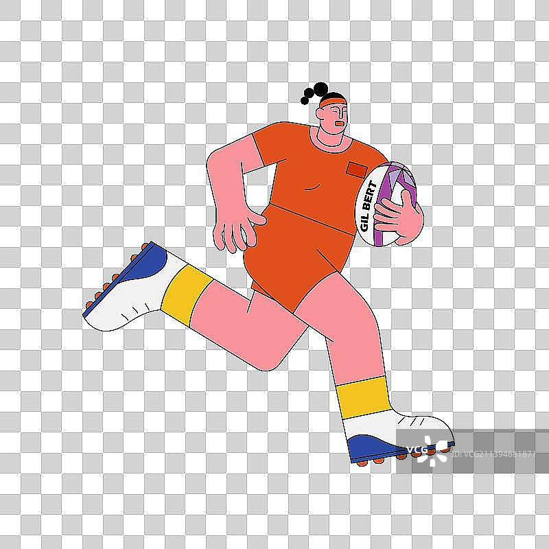 扁平矢量描边风格免扣图运动员插画图片素材