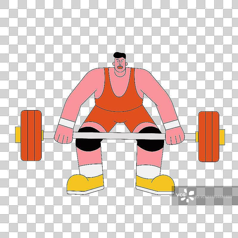 扁平矢量描边风格免扣图运动员插画图片素材