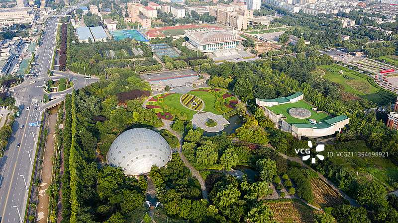 咸阳杨陵区西北农林科技大学博览园航拍图片素材