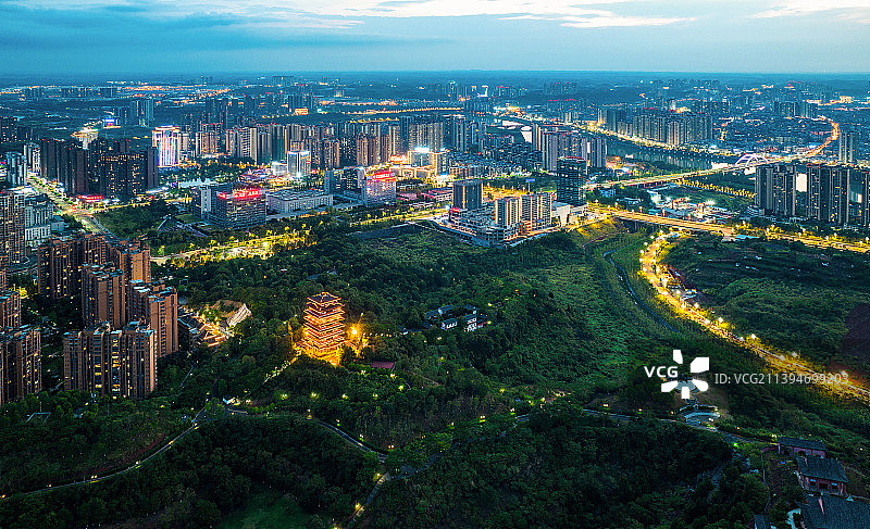 航拍四川资阳沱东城市夜色图片素材