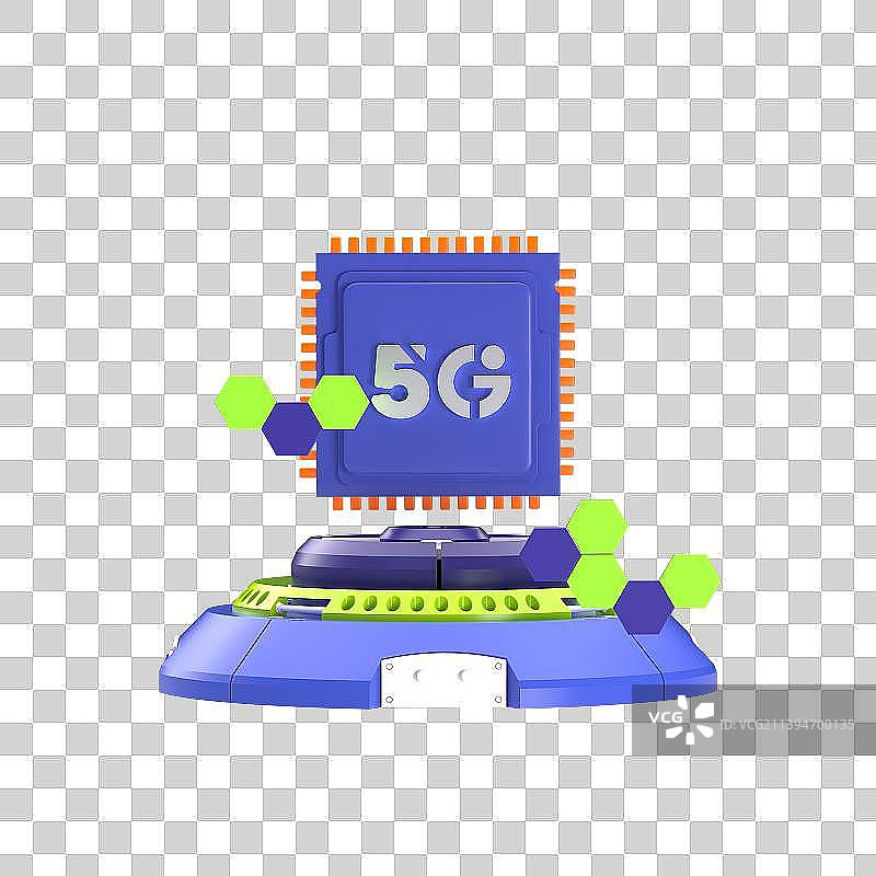 3D渲染5G卡通芯片元素图片素材