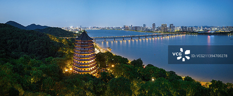 航拍杭州城市风光图片素材