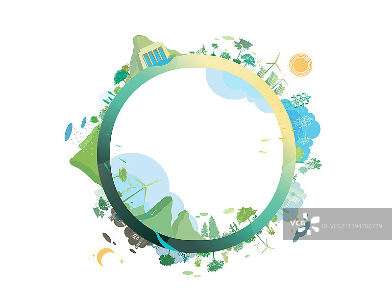 ESG与环保社区圆形框架 EPS 10图片素材