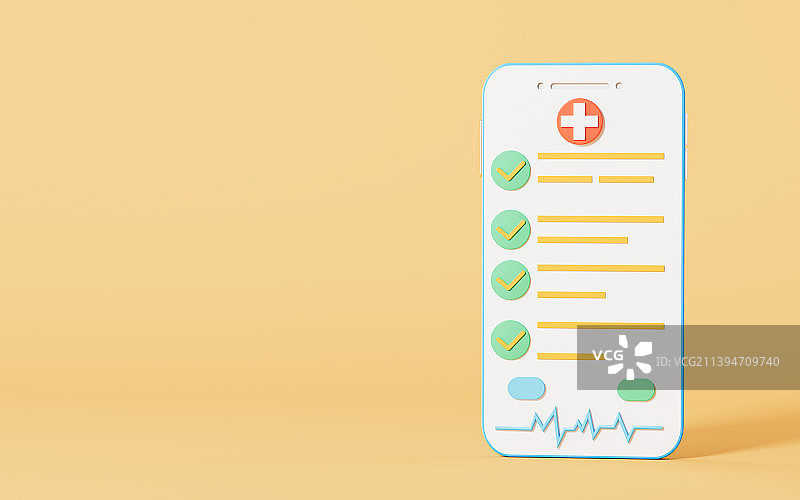 电子体检报告， 网络就医概念3D渲染图片素材