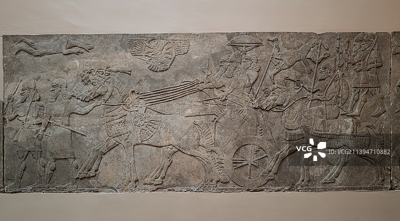 大英博物馆藏大英博物馆藏亚述王国亚述那西尔帕二世时期尼姆鲁德宫殿浮雕图片素材