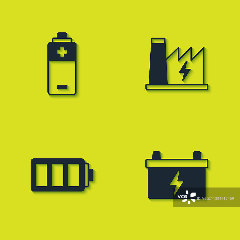 电池、汽车电池和核电站套装图片素材