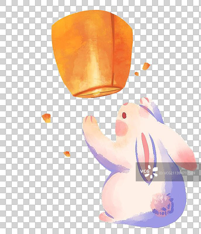 中秋兔子孔明灯素材图片素材