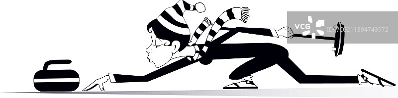 玩冰壶的年轻女人图片素材