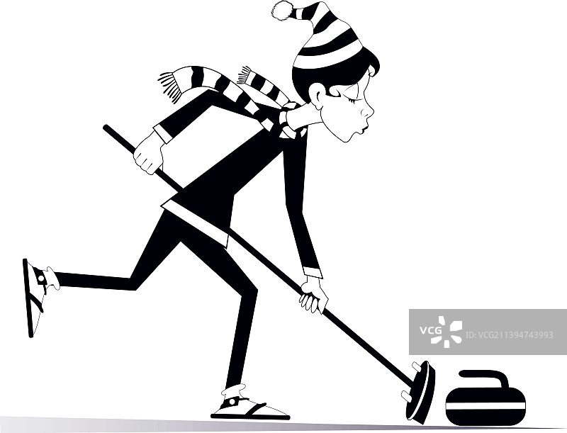 玩冰壶的年轻女人图片素材