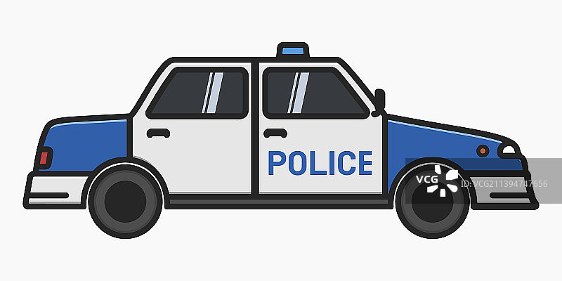 警车侧视图卡通扁平设计图片素材
