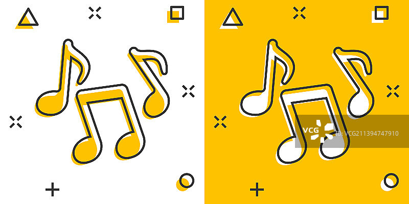 漫画风格歌曲卡通中的音符图标图片素材