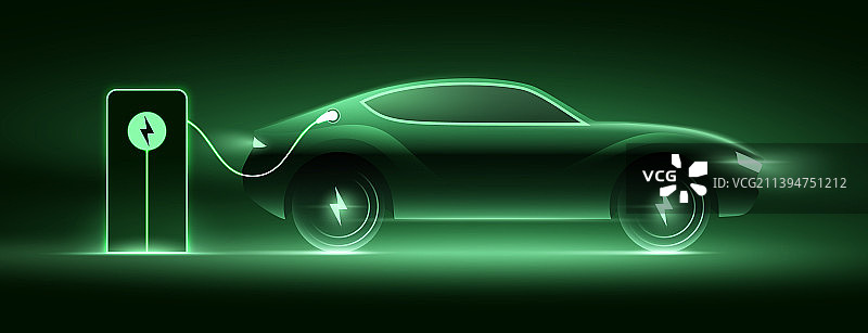 电动汽车充电站充电图片素材