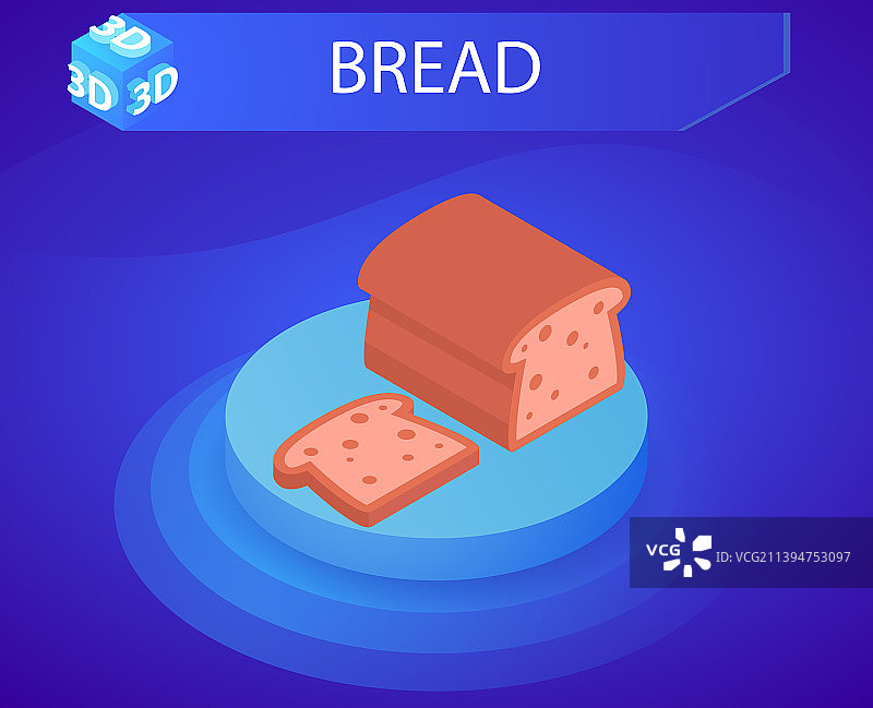 2.5D面包设计图标Web 3D彩色图片素材