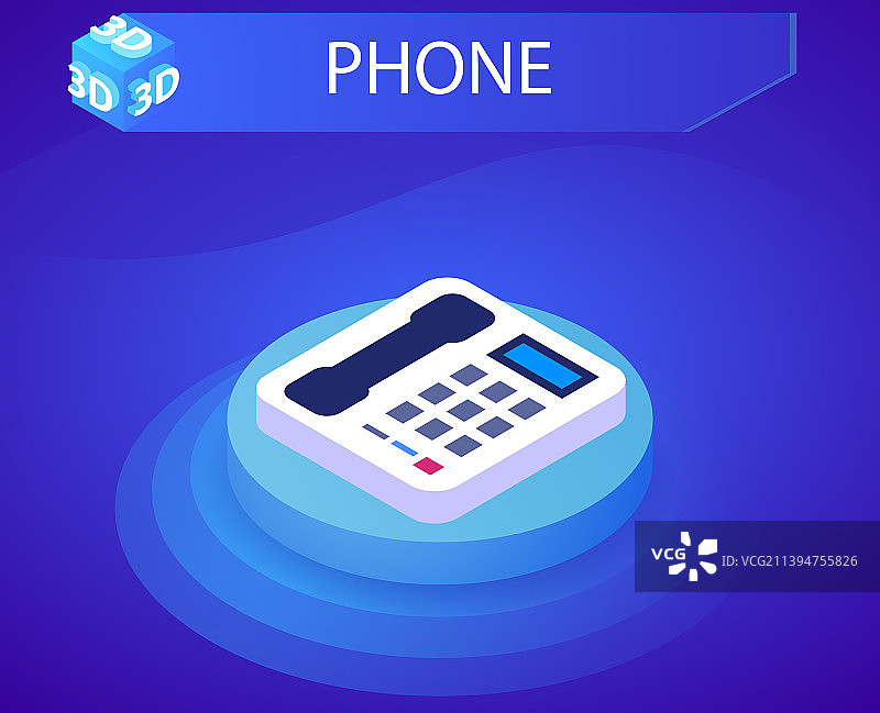 电话等距设计图标Web 3D彩色图片素材