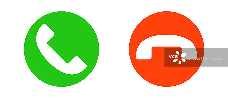 接听和拒绝来电图标集图片素材