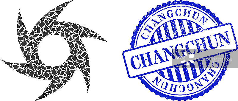 碎片马赛克风暴漩涡图标，含长春元素图片素材