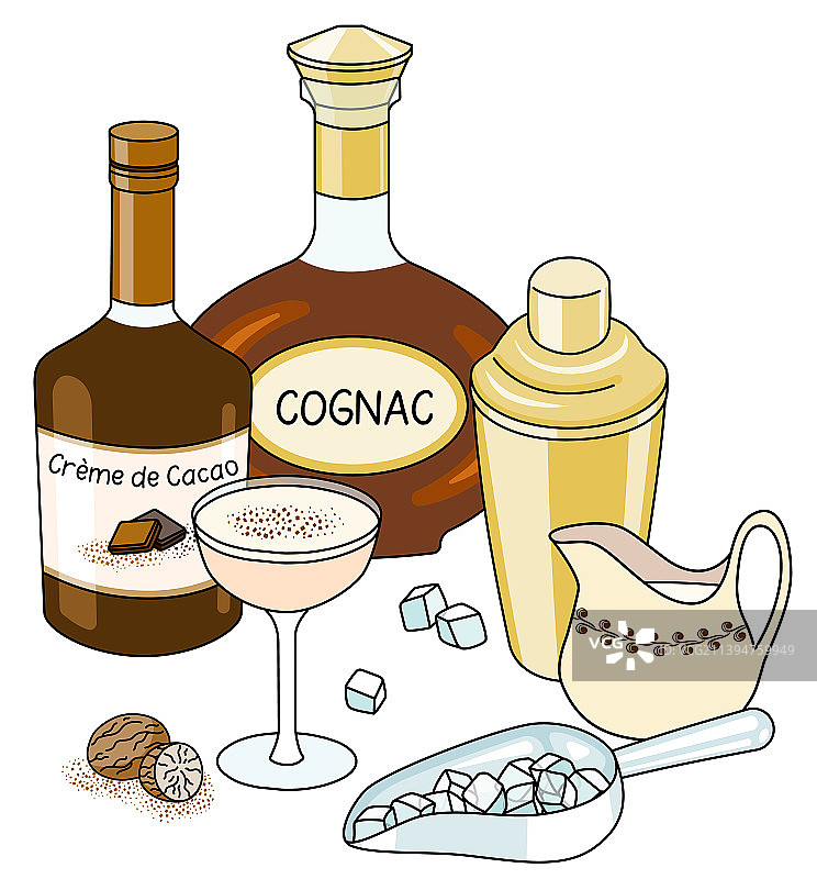 时尚手绘涂鸦卡通风格白兰地图片素材