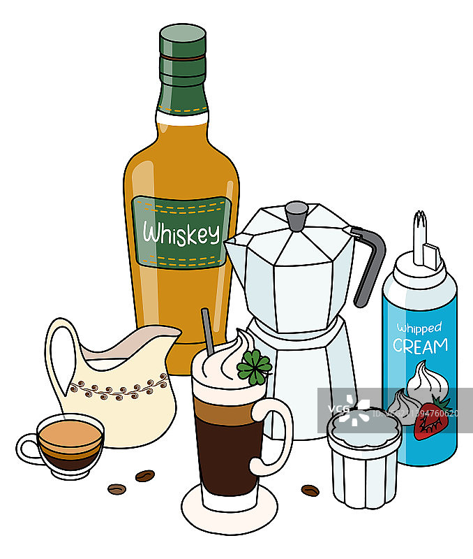 时尚手绘涂鸦卡通风格爱尔兰元素图片素材