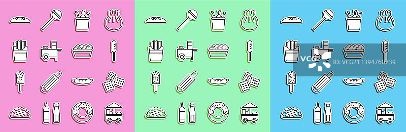 街头小吃线描图标图片素材