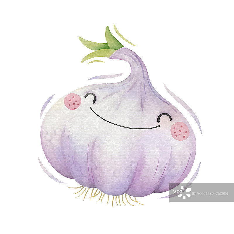 水彩可爱大蒜卡通形象图片素材