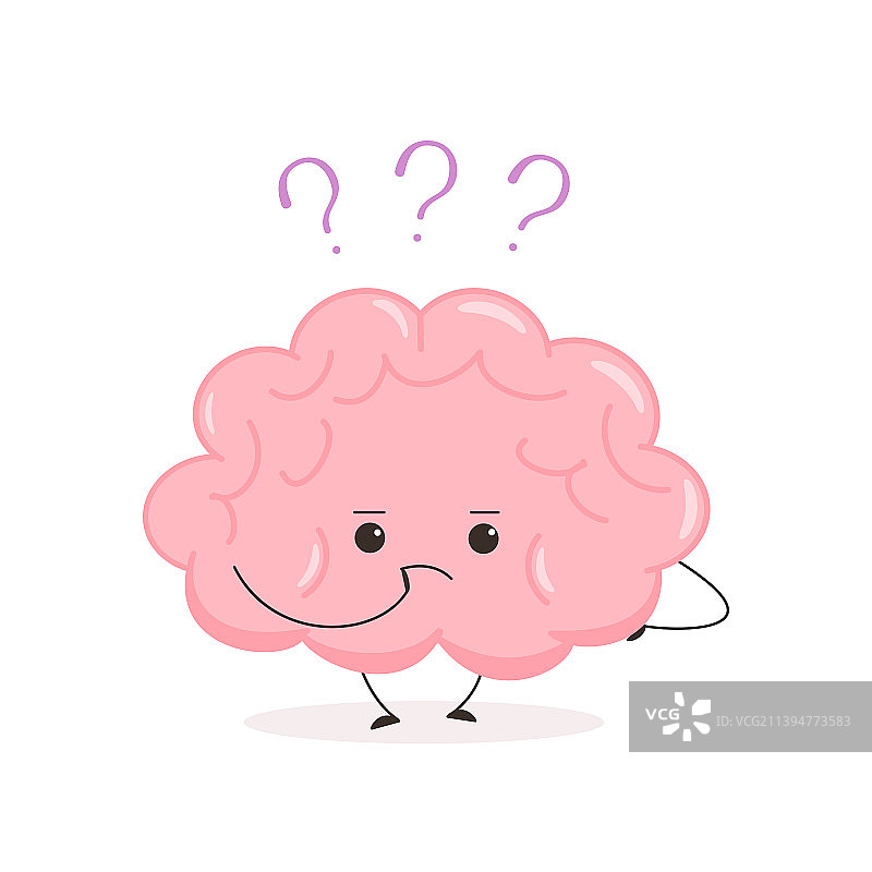 可爱的书呆子大脑卡通人类大脑图片素材