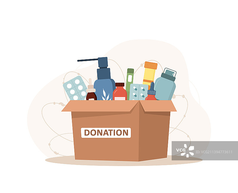 装满药品的捐赠纸箱图片素材