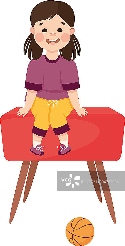 小女孩参与体育锻炼，坐着图片素材