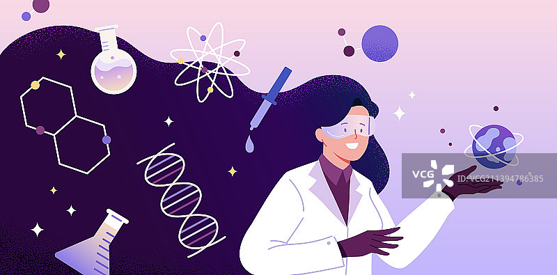 职业女性插图长发女科学家图片素材