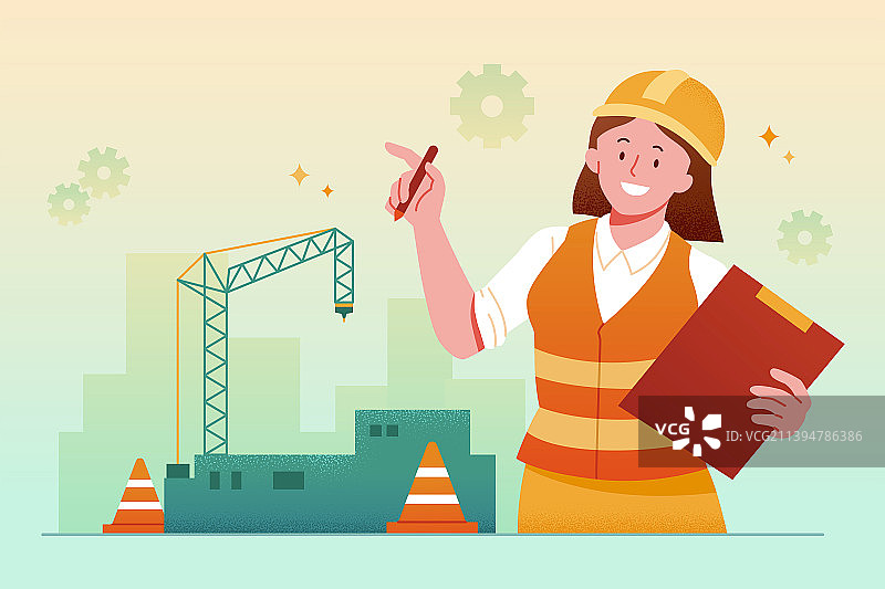职业女性插图 施工建筑工人图片素材