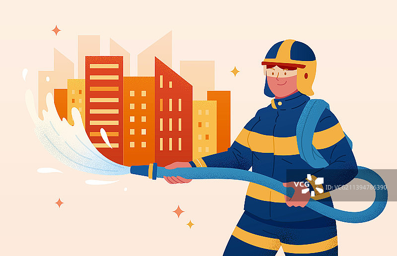 职业女性插图 女消防人员图片素材