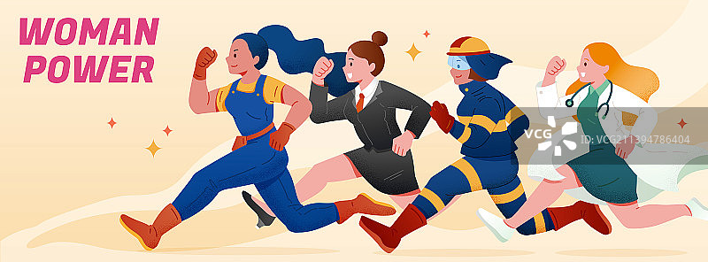 各行业跳跃女性 女权概念插图图片素材