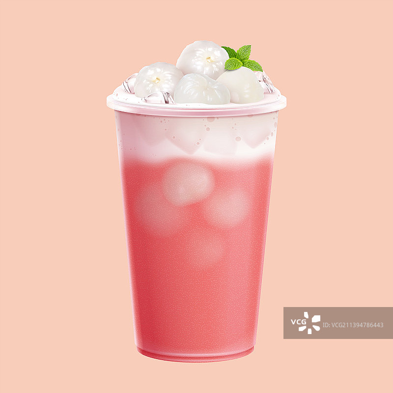 三维粉红色荔枝红茶饮料图图片素材