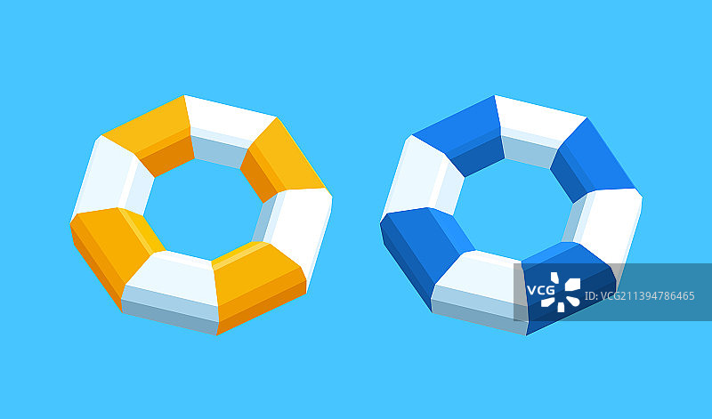 可爱折纸风充气游泳圈素材图片素材