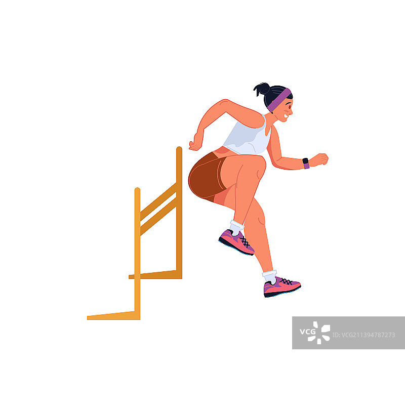 扁平卡通跑步女子运动图片素材