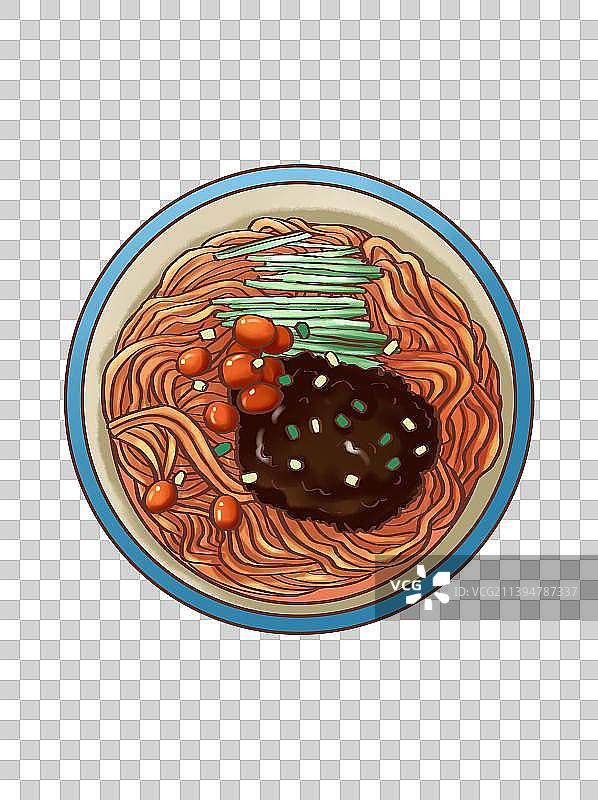 手绘杂酱面面条小吃餐饮美食元素图片素材