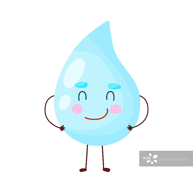 可爱的水滴带着微笑白色背景图片素材