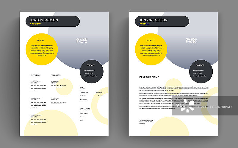 专业简洁的现代简历及求职信图片素材