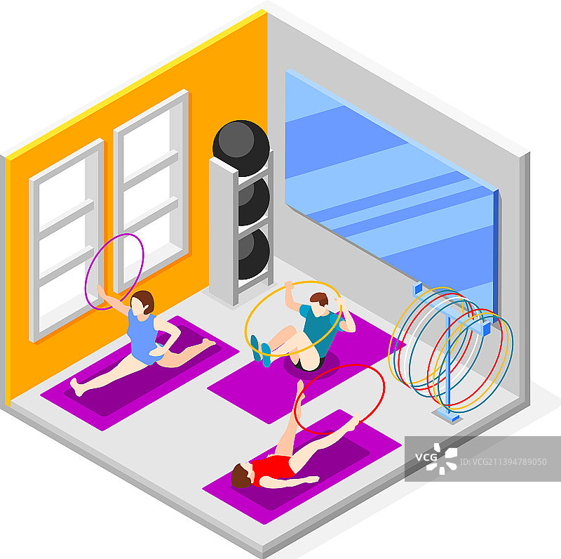 呼啦圈健身2.5D背景图片素材