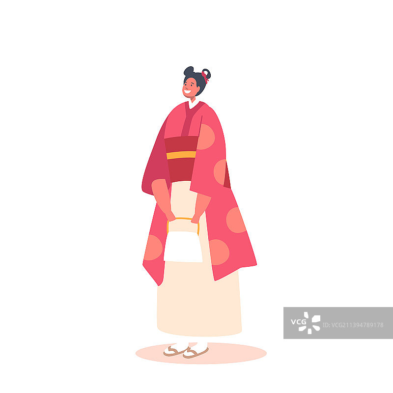 身穿节日和服的阳光亚洲女孩图片素材