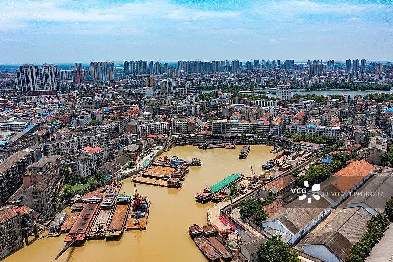 航拍湖南益阳市沅江市城市风光图片素材