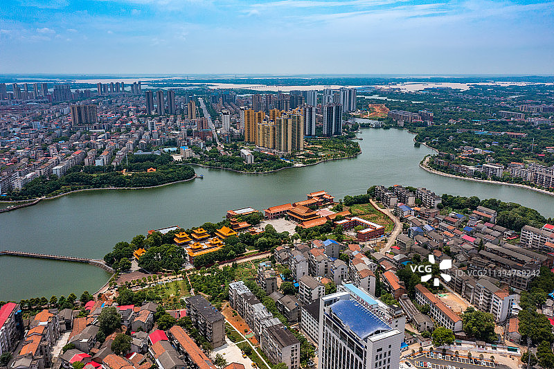 航拍湖南益阳市沅江市城市风光图片素材