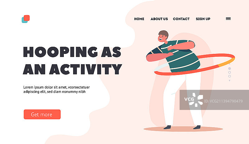 呼啦圈活动着陆页模板，趣味男孩图片素材