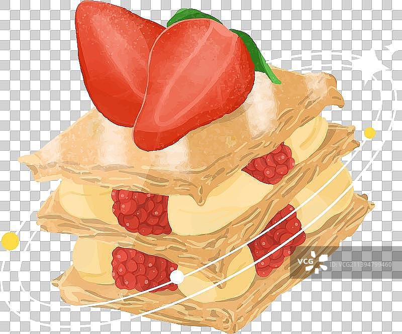 美味拿破仑草莓甜品卡通插画图片素材