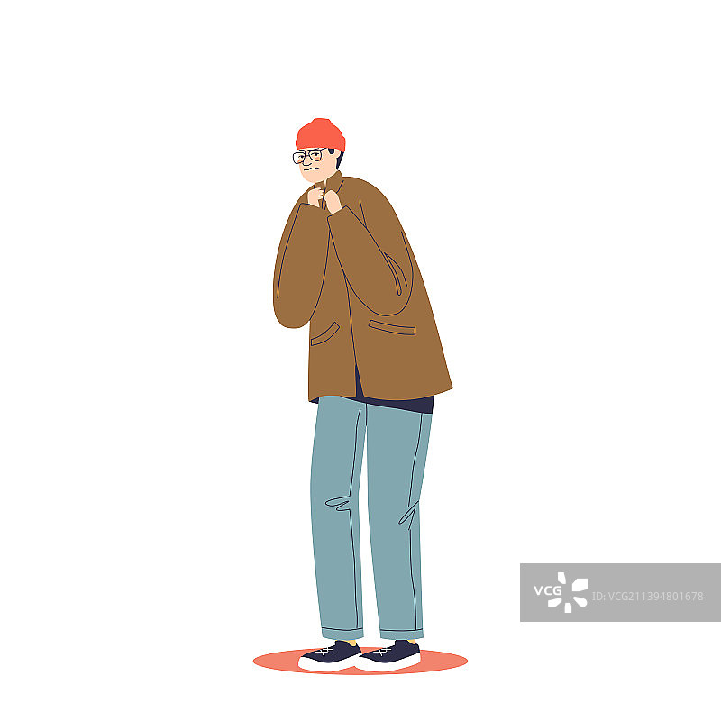 寒冷中瑟瑟发抖的年轻人图片素材