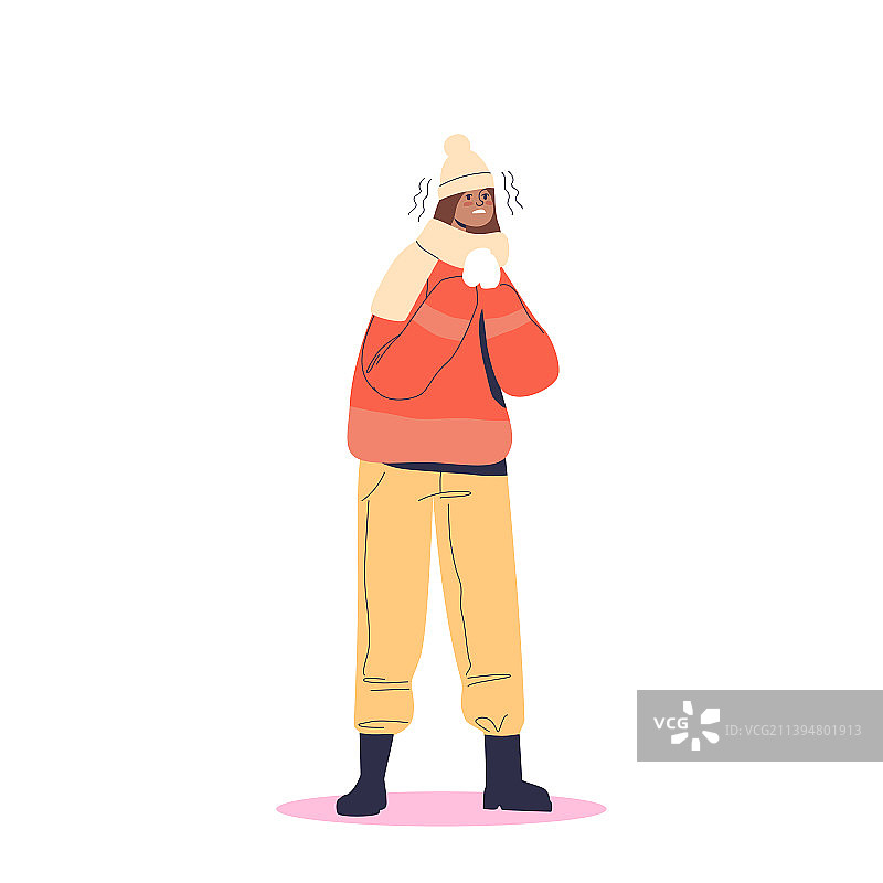 穿着暖和冬装围巾的年轻女子图片素材