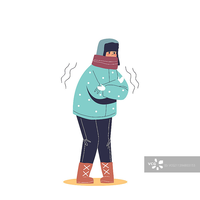 穿戴暖和的围巾帽子、寒冷的年轻人图片素材