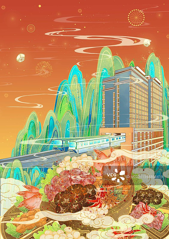 重庆城市地标建筑李子坝轻轨站图片素材